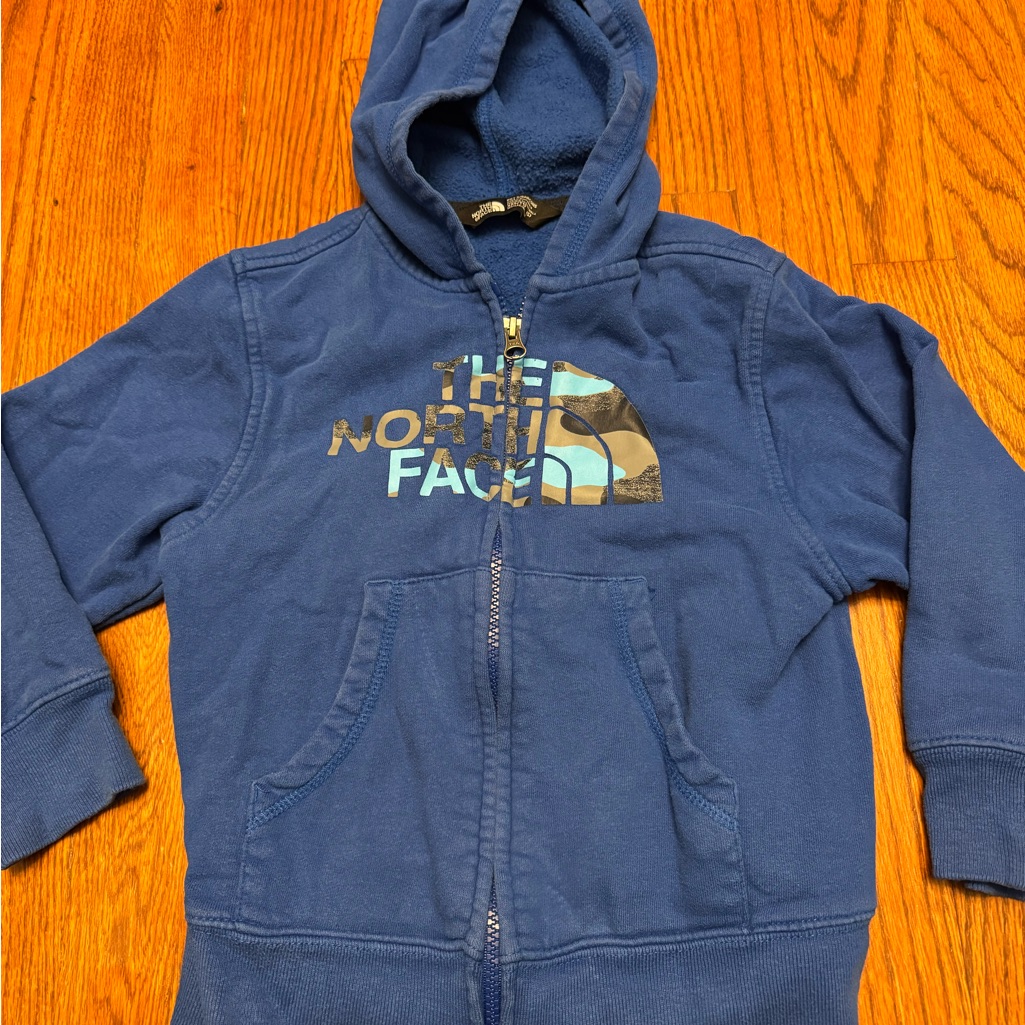 The North Face Full Zip Xxs 4 5 Hoodie Boys Green Blue Sweatshirt